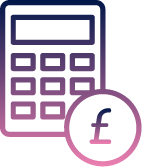Finance calculator icon in pink and purple gradient