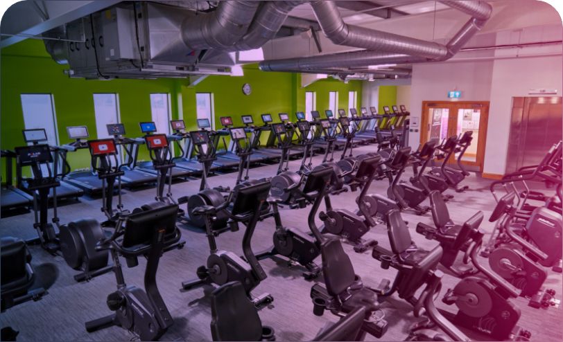 Empty gym with crosstrainers and treadmills vivacity peterborough